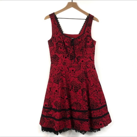 Hot topic filigree skull flared flocked dress - Picture 3 of 16